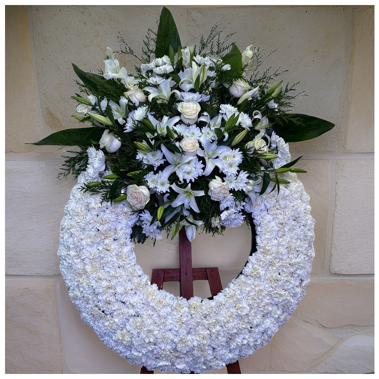 corona funeraria blanca rosabella